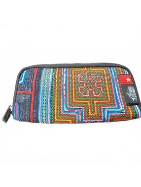 Ethnotek Multicolor Patterned Zip Wallet with Hand Embroidery